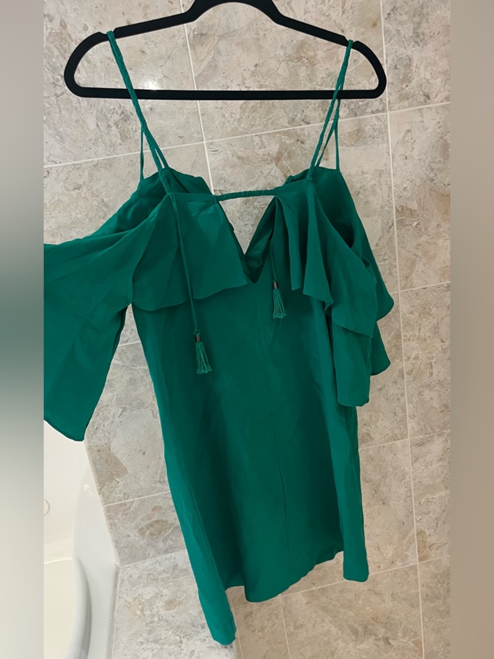 Animale Teal Green Cold-Shoulder Mini Dress - Picture 9 of 11